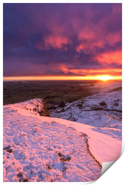 Sunrise over a winter wonderland, Derbyshire, UK  Print by John Finney