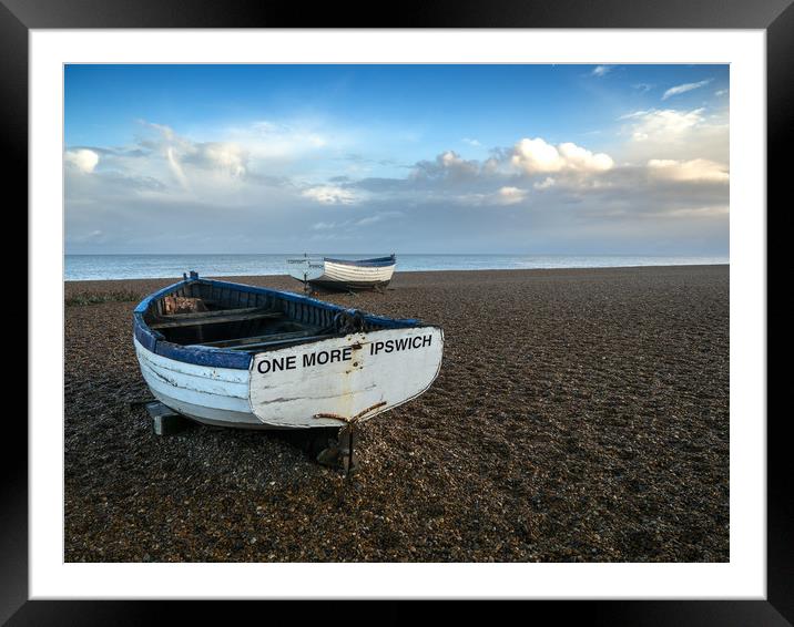 Two boats on shingle, Aldburgh Framed Mounted Print by Donnie Canning