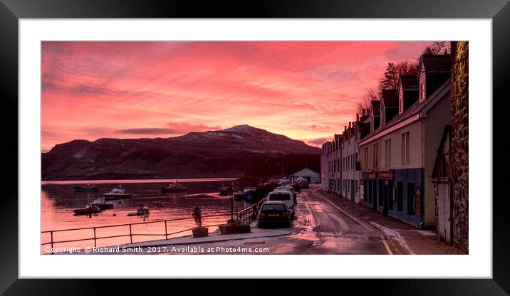 Sunrise over Ben Tianavaig and Loch Portree watche Framed Mounted Print by Richard Smith