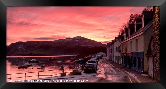 Sunrise over Ben Tianavaig and Loch Portree watche Framed Print by Richard Smith