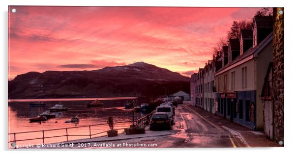 Sunrise over Ben Tianavaig and Loch Portree watche Acrylic by Richard Smith