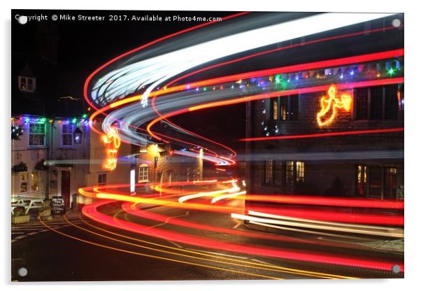 Christmas light trails Acrylic by Mike Streeter
