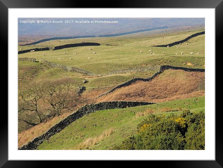 Stone Walls Snaking Over the Yorkshire Moors Framed Mounted Print by Martyn Arnold