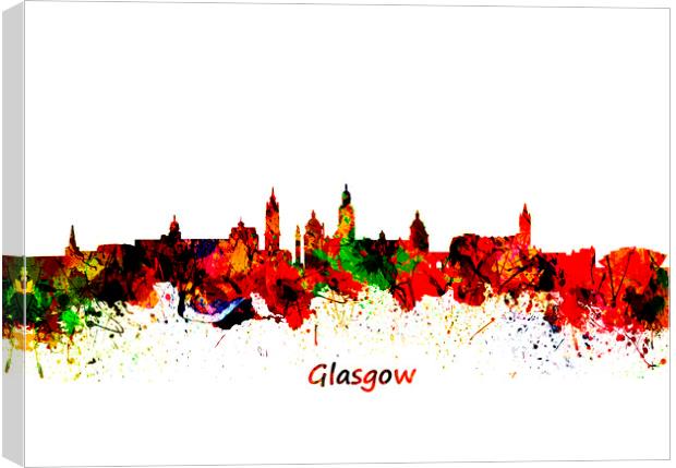 Glasgow Watercolor  skyline   Canvas Print by chris smith