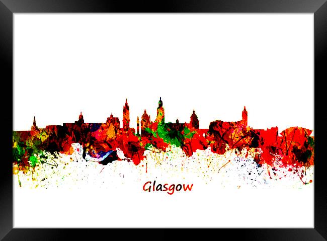 Glasgow Watercolor  skyline   Framed Print by chris smith