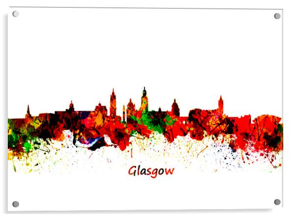Glasgow Watercolor  skyline   Acrylic by chris smith