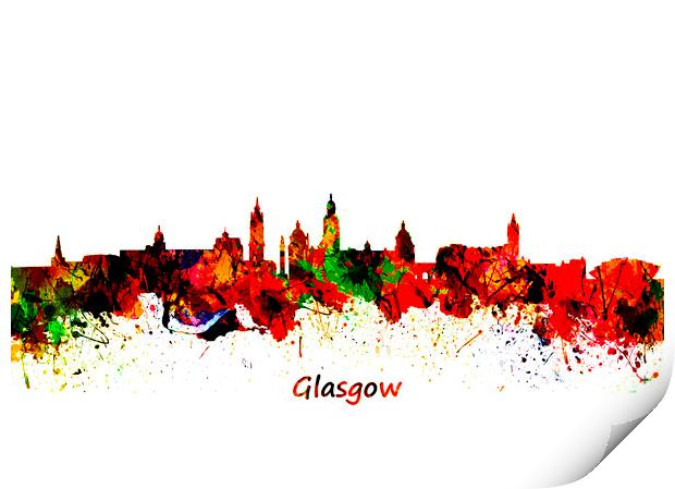 Glasgow Watercolor  skyline   Print by chris smith