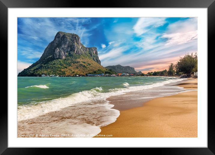 Ao Noi Beach Framed Mounted Print by Adrian Evans