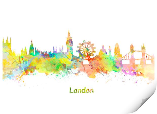 London Watercolor  skyline   Print by chris smith