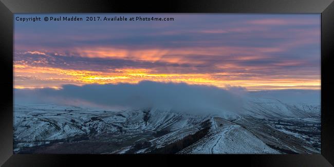 Mam Tor in the snow Framed Print by Paul Madden