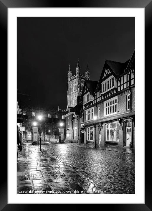 Gloucester Cathedral, Black and White Framed Mounted Print by tony smith