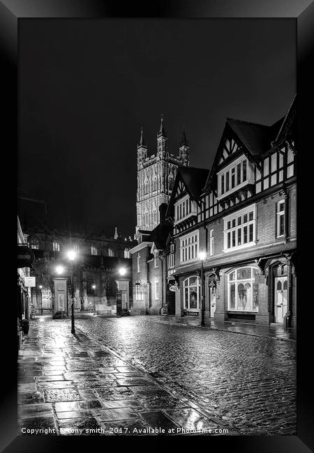Gloucester Cathedral, Black and White Framed Print by tony smith