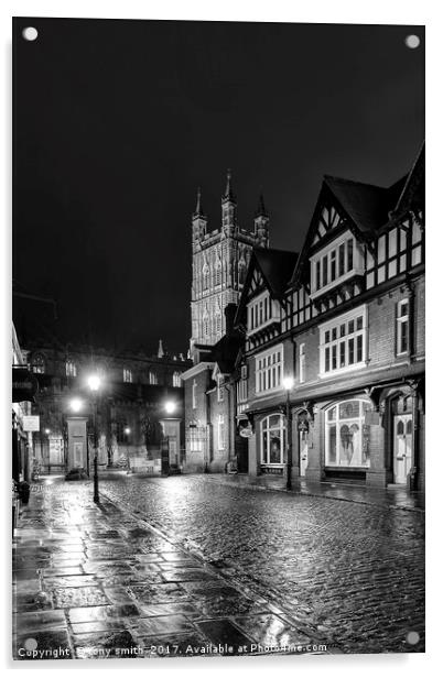 Gloucester Cathedral, Black and White Acrylic by tony smith