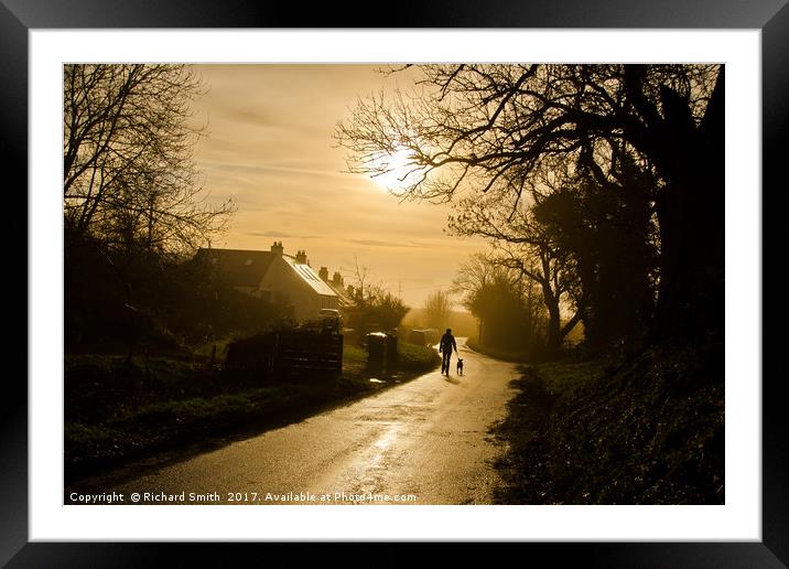 Walking the dog Framed Mounted Print by Richard Smith
