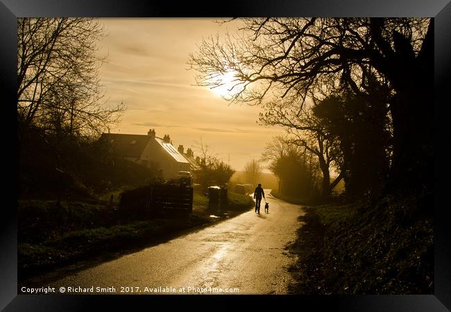 Walking the dog Framed Print by Richard Smith