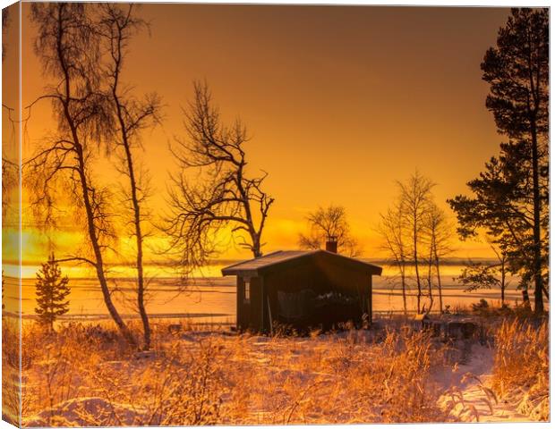 Sunset during the Swedish winter Canvas Print by Hamperium Photography