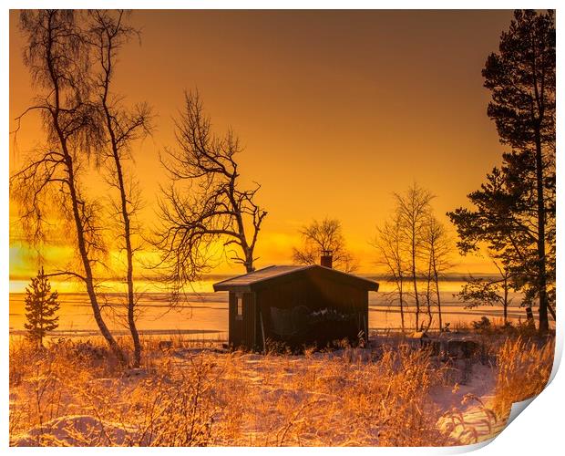 Sunset during the Swedish winter Print by Hamperium Photography