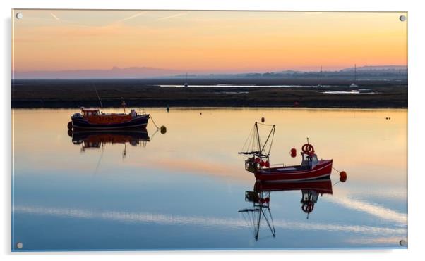 A beautiful sunrise over the harbour at Wells-next Acrylic by Gary Pearson