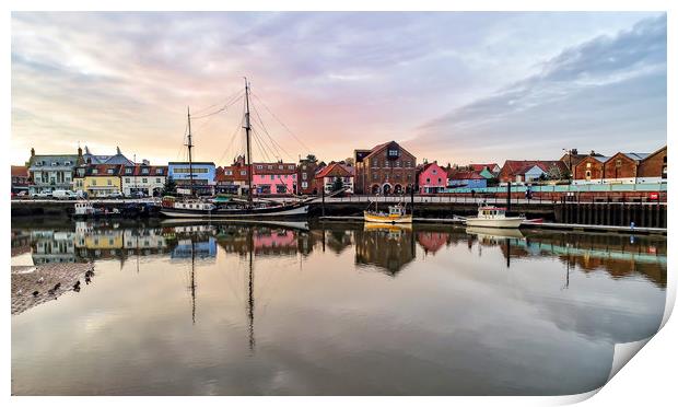 Reflections in the harbour at Wells next the Sea Print by Gary Pearson