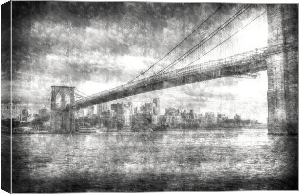 Brooklyn Bridge Vintage  Canvas Print by David Pyatt