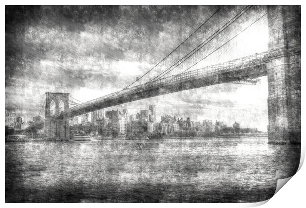 Brooklyn Bridge Vintage  Print by David Pyatt