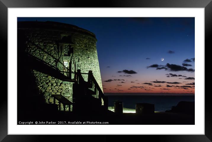 El Toston tower at night Framed Mounted Print by John Parker