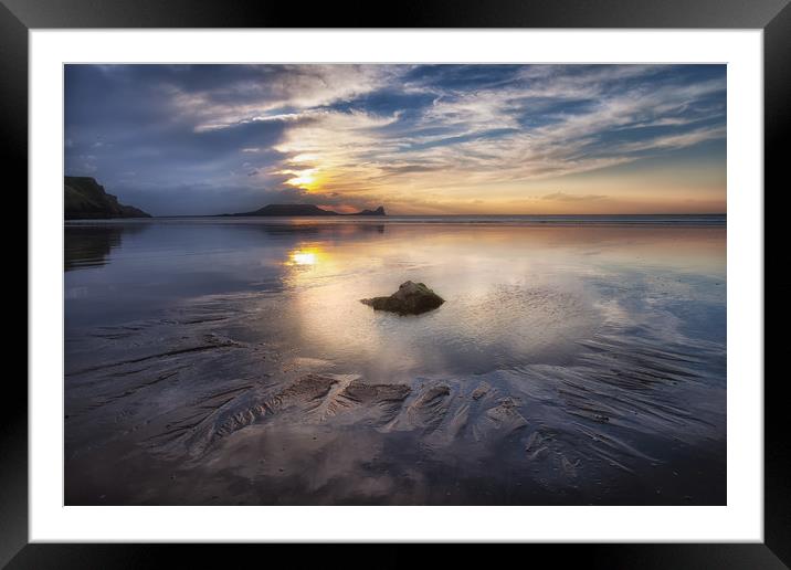 Worms Head rockpool Framed Mounted Print by Leighton Collins