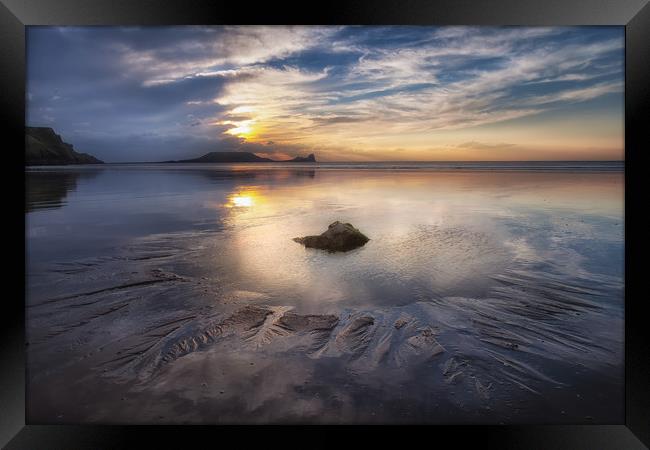 Worms Head rockpool Framed Print by Leighton Collins