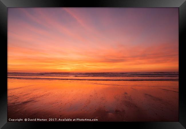 Sunset over Croyde Bay Framed Print by David Morton