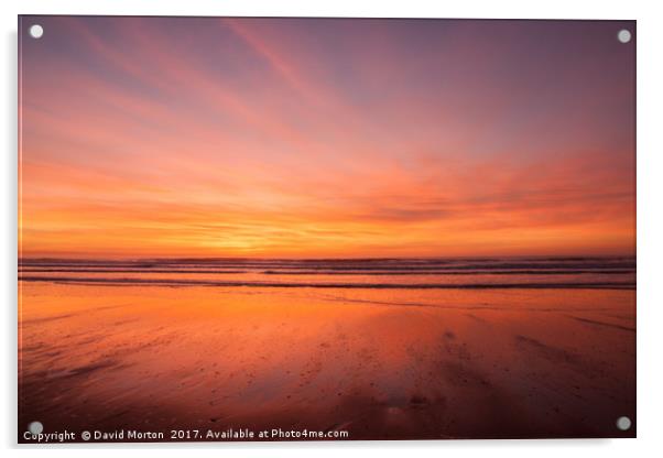 Sunset over Croyde Bay Acrylic by David Morton