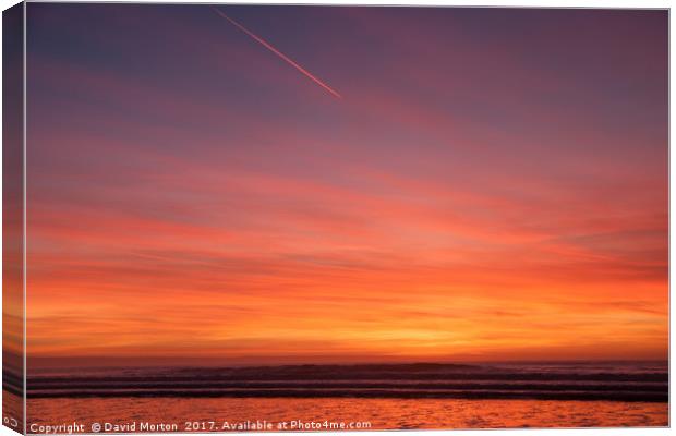 Sunset over Croyde Beach Canvas Print by David Morton