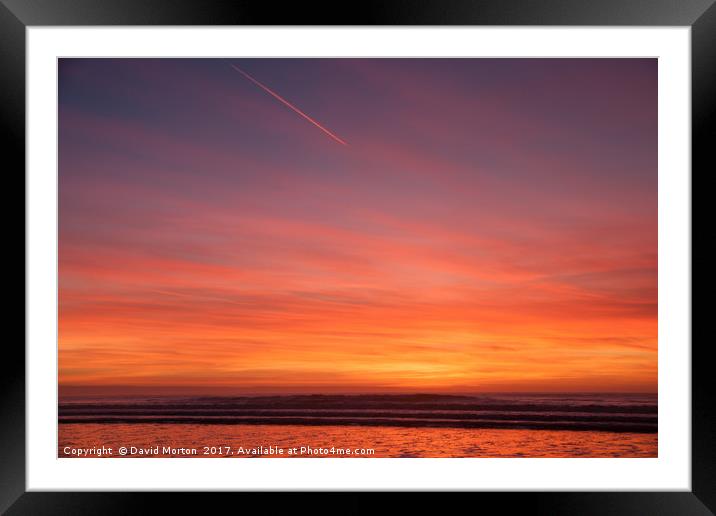 Sunset over Croyde Beach Framed Mounted Print by David Morton
