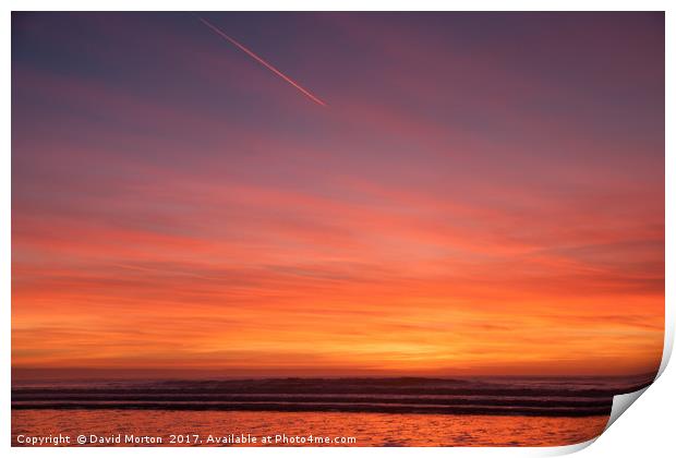 Sunset over Croyde Beach Print by David Morton