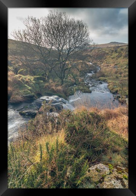 Black Tor Waterfall Framed Print by Images of Devon