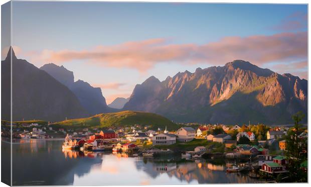 Sunset over Reine on the Lofoten Canvas Print by Hamperium Photography