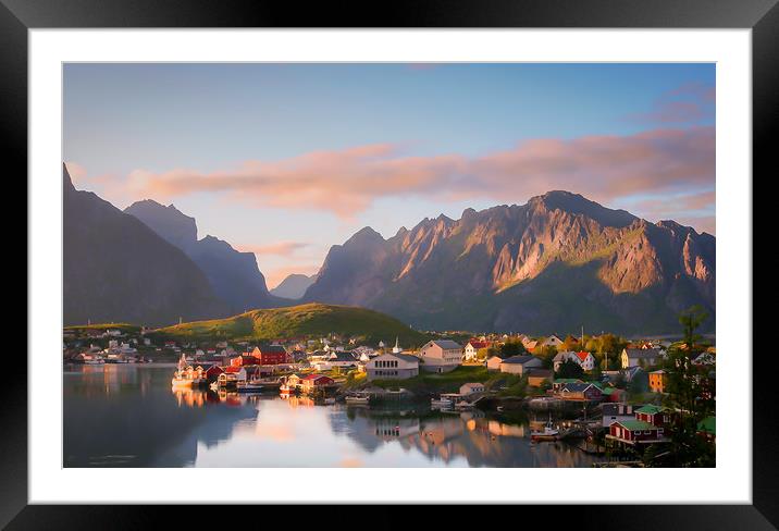 Sunset over Reine on the Lofoten Framed Mounted Print by Hamperium Photography