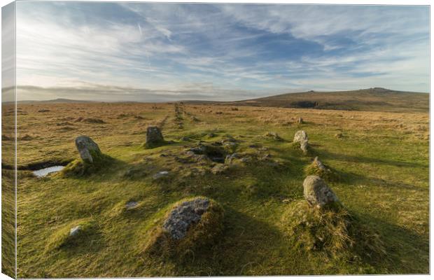 Merrivale Stone Row Canvas Print by Images of Devon