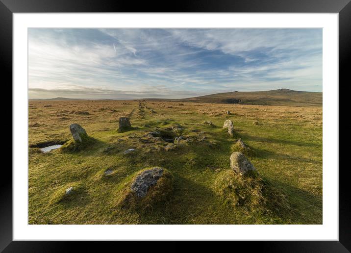 Merrivale Stone Row Framed Mounted Print by Images of Devon