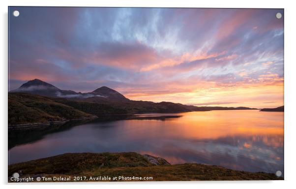 Loch Cairnbawns sunset Acrylic by Tom Dolezal