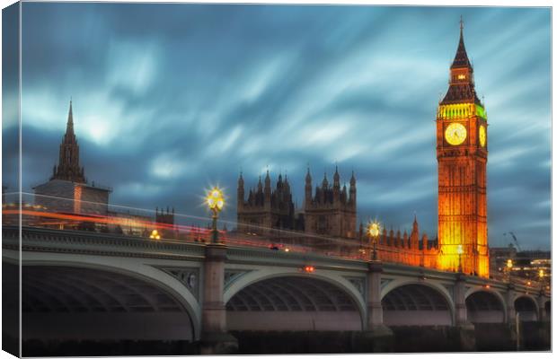 Big Ben and Westminster bridge Canvas Print by Leighton Collins