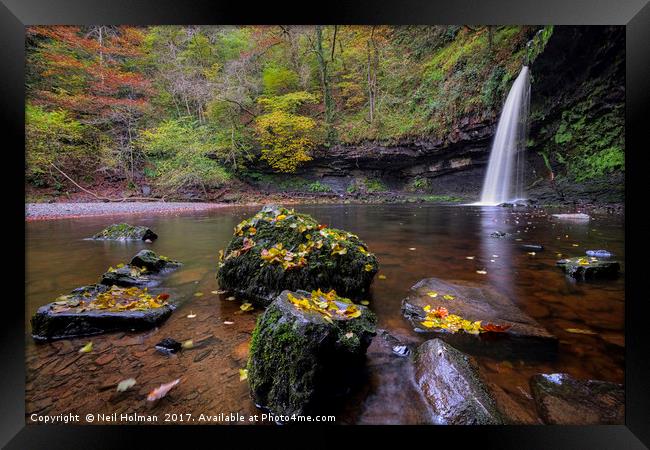 Autumn at Sgwd Gwladus Waterfall  Framed Print by Neil Holman