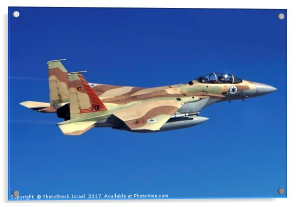 Israeli Air force Fighter jet F15I in flight Acrylic by PhotoStock Israel