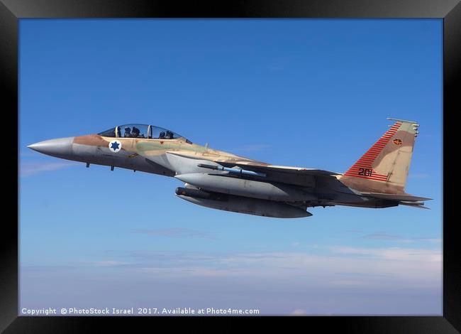 IAF Fighter jet F-15I in flight Framed Print by PhotoStock Israel