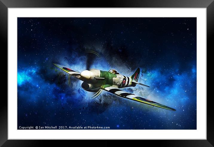 Spitfire Night Flight Framed Mounted Print by Ian Mitchell