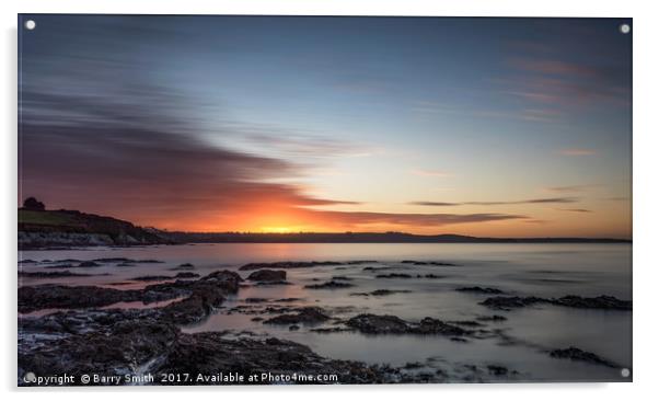 Sunset Over Porthpean Acrylic by Barry Smith