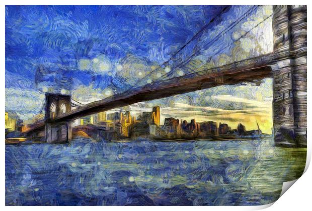 Brooklyn Bridge Van Gogh Print by David Pyatt