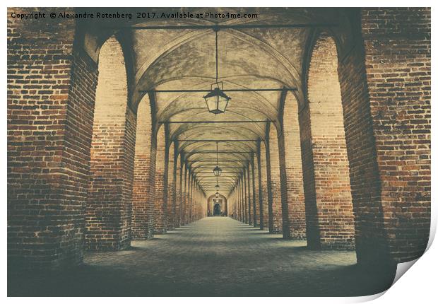 Brick columns in Sabbioneta, Italy Print by Alexandre Rotenberg