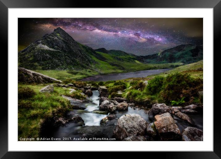 Tryfan Mountain by Starlight Framed Mounted Print by Adrian Evans