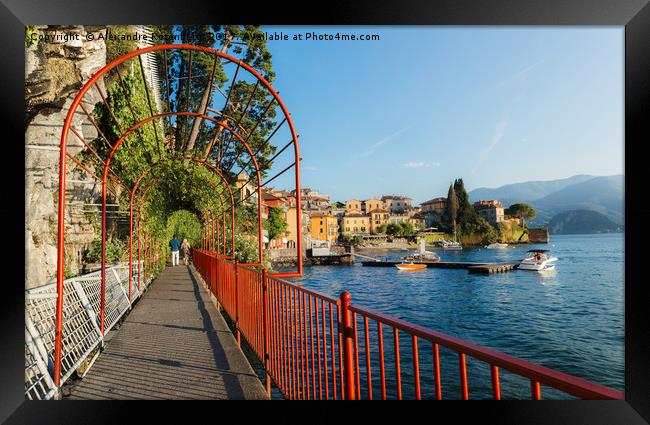 Walk of love in Varenna, Italy overlooking Lake Co Framed Print by Alexandre Rotenberg