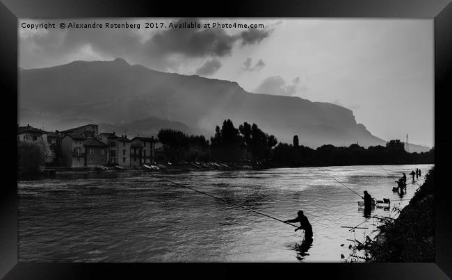 Fishermen in Lake Garlate, Italy Framed Print by Alexandre Rotenberg